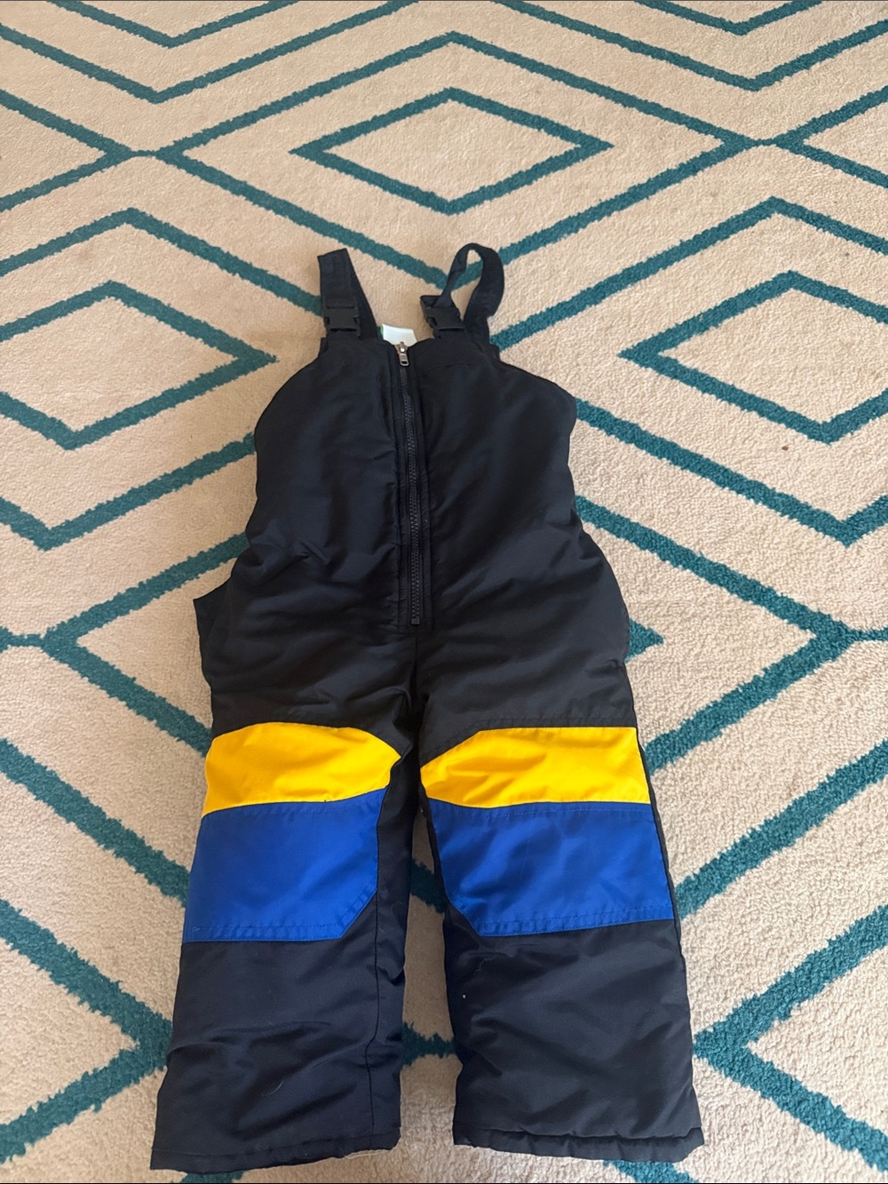 Circo Black Overalls with Blue and Yellow Knee Panels